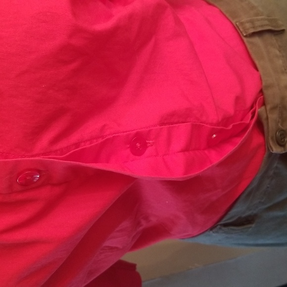 Venezia Red Button Front Stretch Shirt Short Sleeve Sz. 14/16 - Picture 4 of 7